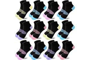 Tsmollyu Girls Socks 12 Pairs Ankle Socks for Girls Kids Athletic Cotton Sports Sock Running Low Cut Sock