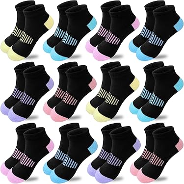 DECOVICI Basketball Socks Children 4/8 Pairs Sports Socks For Boys Girls 6-16 Years Football Running Socks Trainer Tennis School Hiking Socks, 3