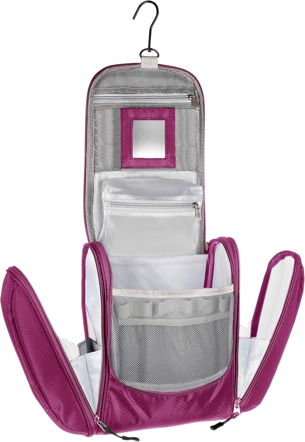 Large Premium Toiletry Bag with Mirror for Men and Women Large Wash Bag XXL Cosmetic Bag Spacious Toilet for Women and Men with Hook (Purple)