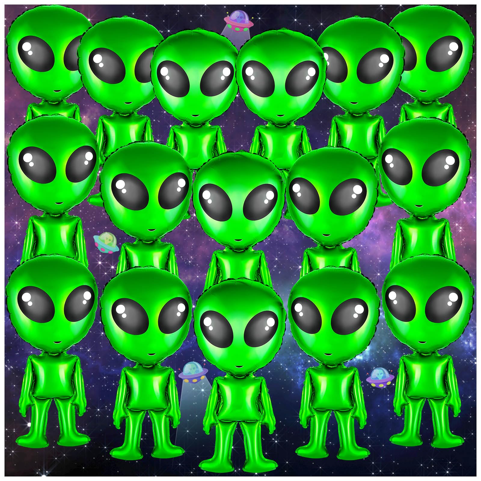 Photo 1 of 16pcs Halloween Green Alien Balloons - 32in Alien Inflatable Funny Balloon for Halloween, Christmas, Birthday Party Decoration