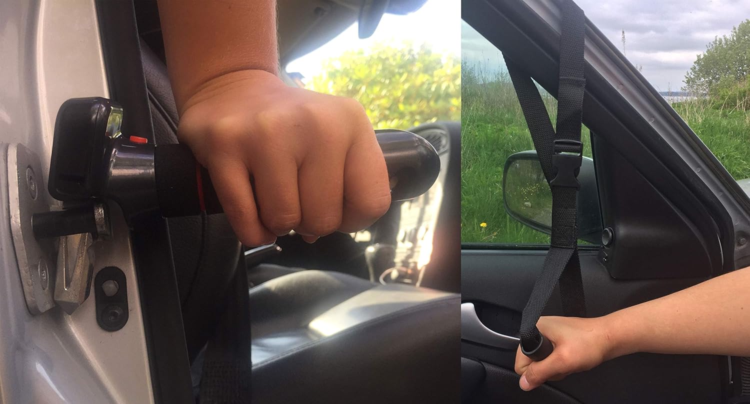 Car Handle with Car Assist Door Handle Grip Strap, Glass Breaker and Belt Cutter- for Elderly and Disabled: Health & Personal Care