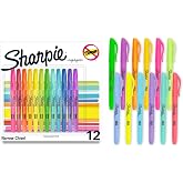 Sharpie Pocket Highlighters, Chisel Tip, Assorted Colored Highlighters, Essential Teacher and Office Supplies, Classroom Must Haves, Smear-Resistant, 12-Pack