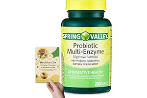 NEOBIT Spring Valley Probiotic Multi-Enzyme with Probiotic Acidophilus Tablets for Digestive Health, 200 Count - Bundle with 'Healthy Life, Simple Choices: Guide (2 Items)