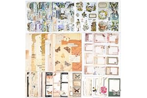 Knaid Junk Journal Kit Vintage Ephemera Scrapbook Supplies Sticker Paper Material Pack for Art Journaling Bullet Journals Planners Collage Notebooks Decoupage Album Crafter Gifts (Butterfly)
