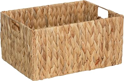 Wickerfield Water Hyacinth Organiser Baskets Large with Handles 40x30x20 cm