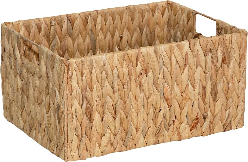 Wickerfield Water Hyacinth Organiser Baskets Large with Handles 40x30x20 cm