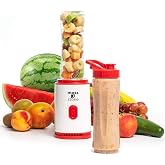 Moss &amp; Stone Single Serve Blender, White &amp; Red, 20 oz