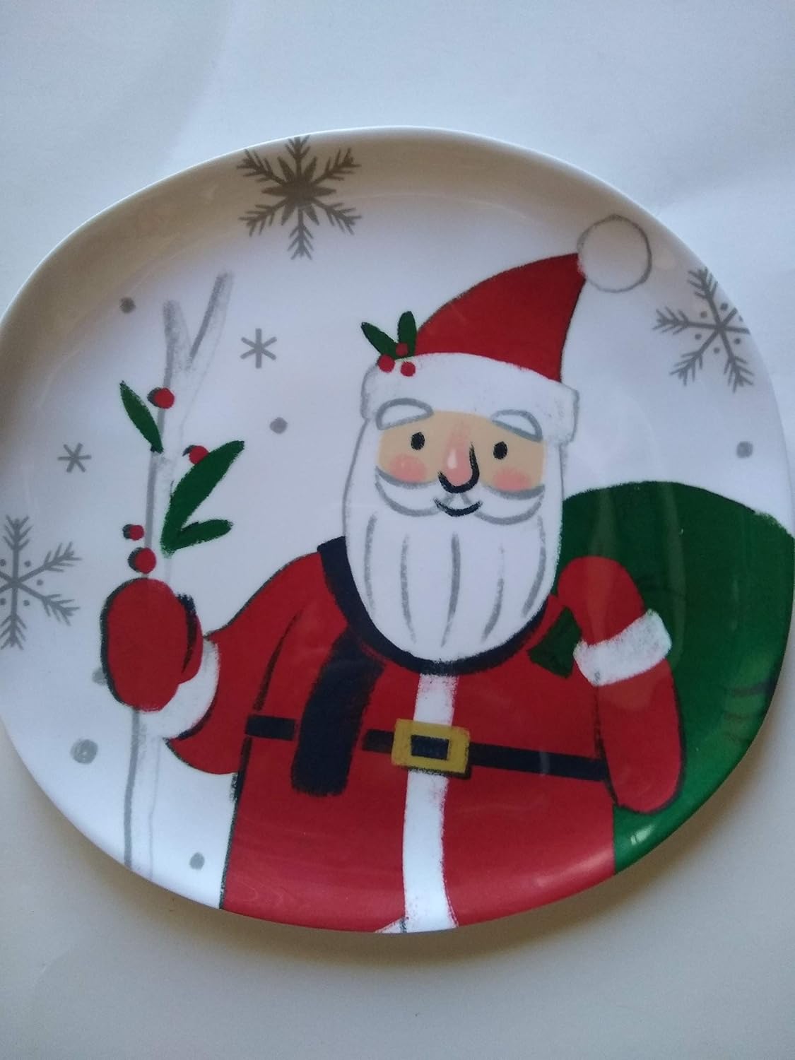 Melamine Christmas Dinner Plates, Set of Four, Santa