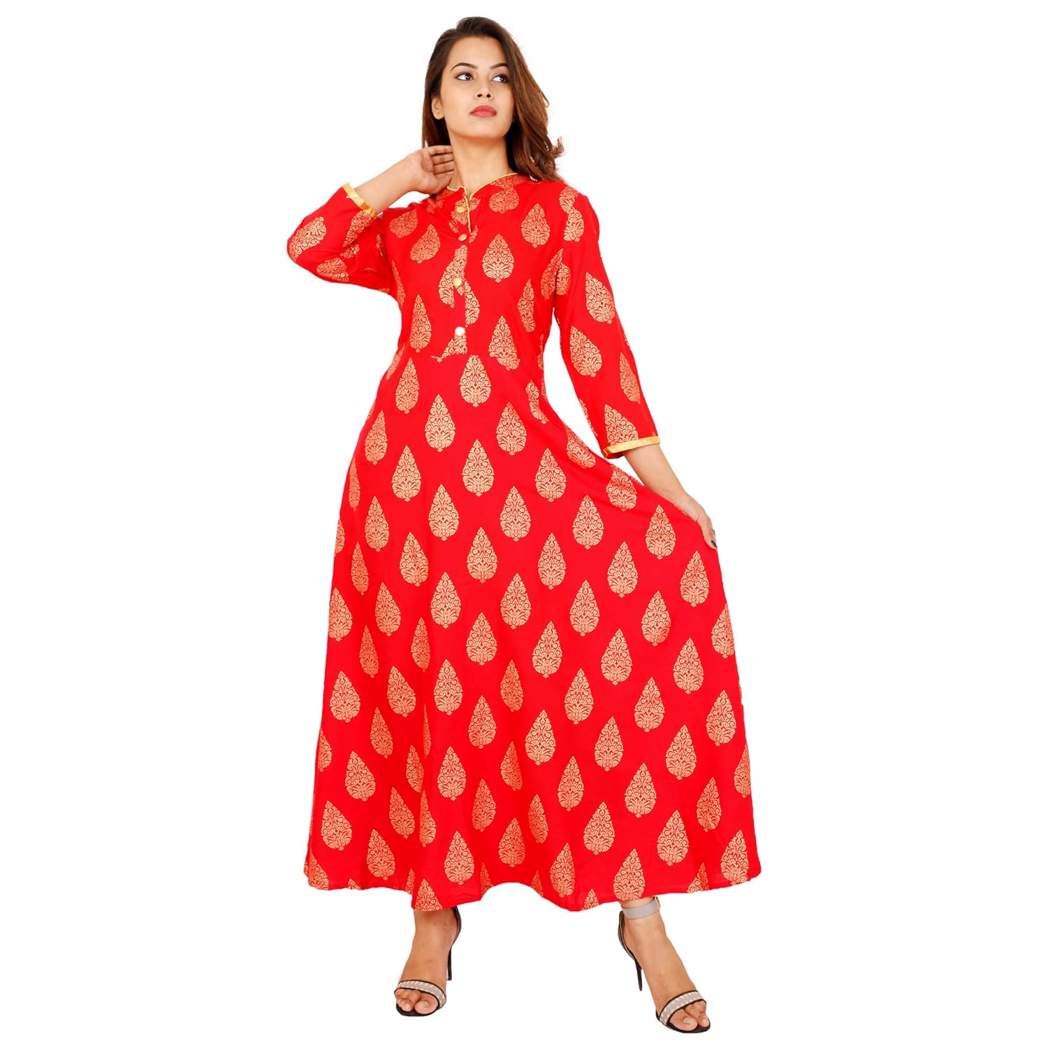 saan rayon material designer red gold gwon for women