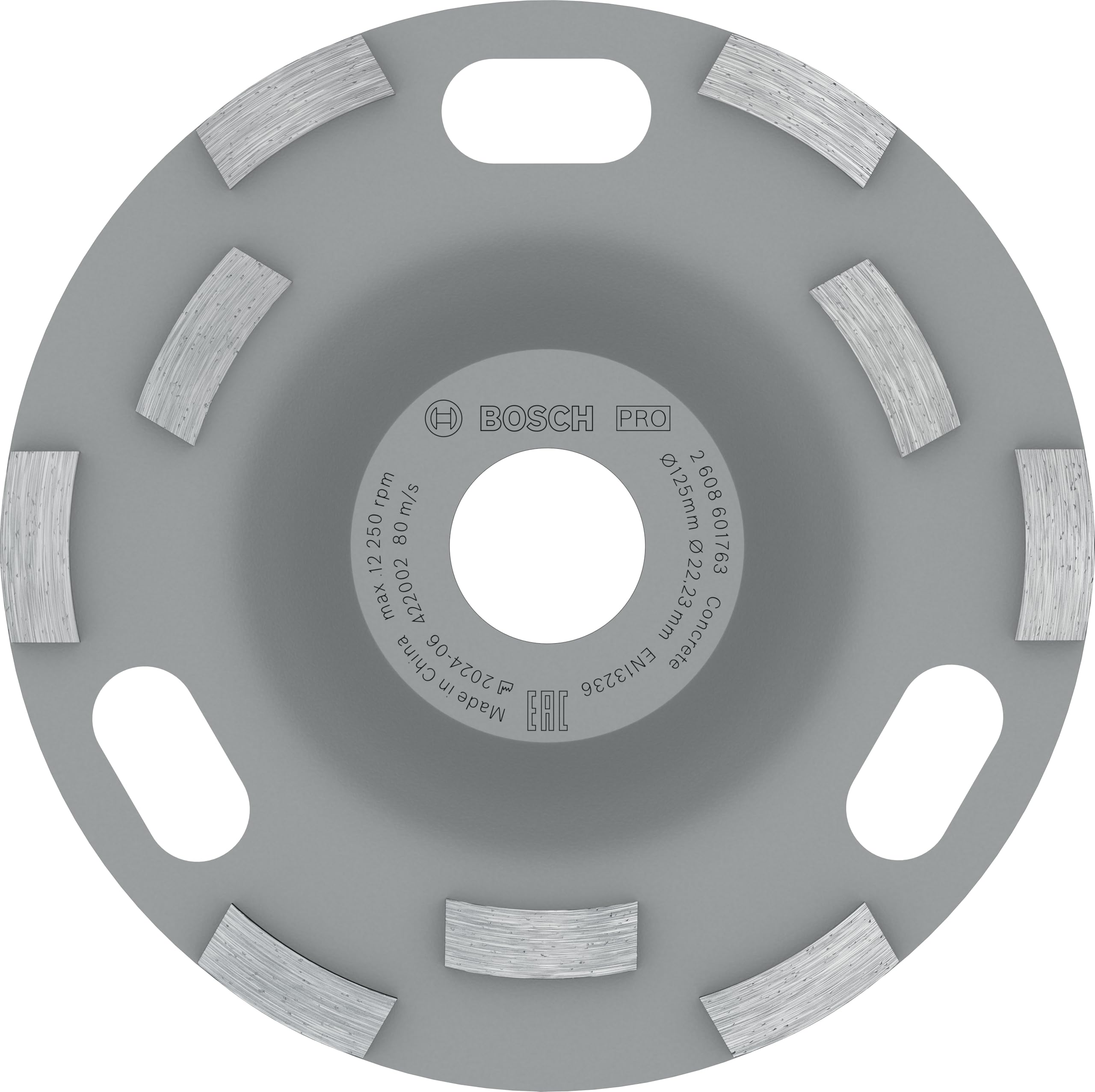 Bosch 1x PRO Concrete Speed Diamond Grinding Heads for Bore 22.23 and Concrete Grinders (for Concrete, Ø 125 mm, Professional Accessory Concrete Grinder)