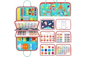 PALMATTE Toddlers Busy Board Montessori Toys for 1 2 3 4 Year Old Boy Girl Gifts Sensory Toys Activity Board Busy Book for Learning Fine Motor Skills Autism Quiet Book Educational Toys for Toddlers Travel Toys
