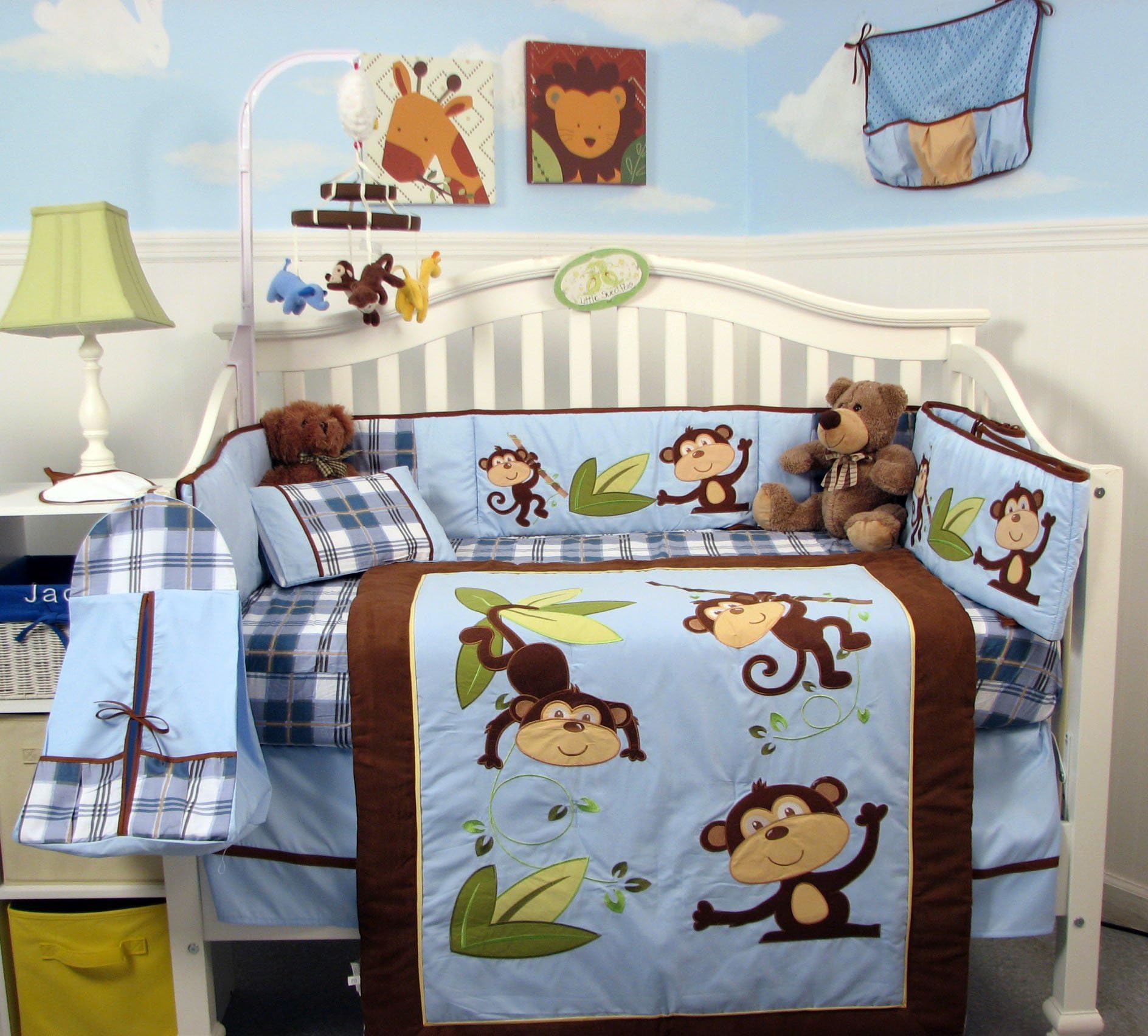 SoHo Baby Crib Bedding 10Pc, Playful Monkey