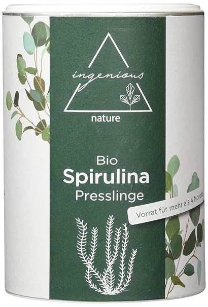 ingenious nature Bio Spirulina Presslinge - gepresst aus reinem Spirulina Pulver, 500mg pro Tablette - 1000 Presslinge