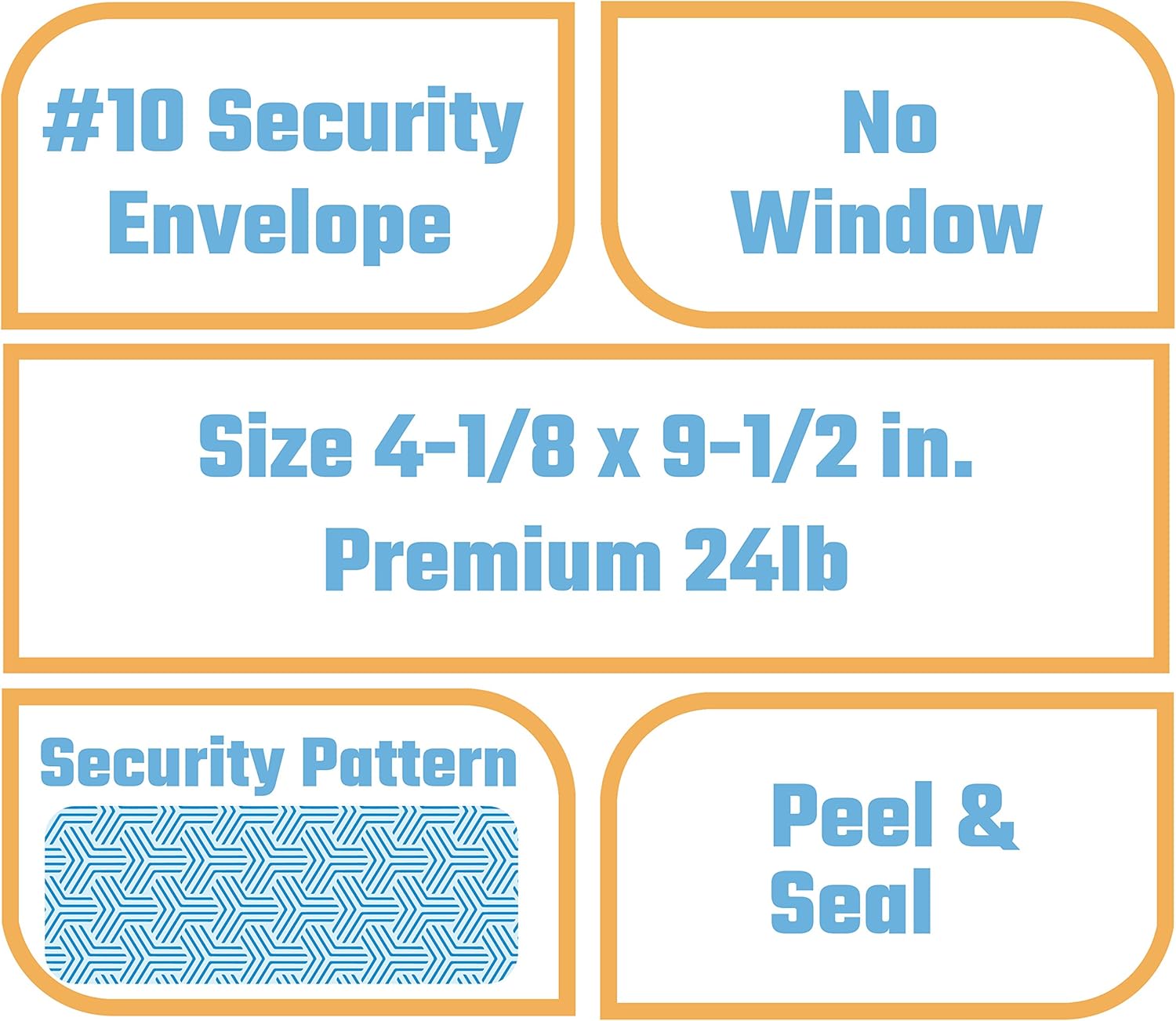 Office Deed 500#10 Envelopes SELF SEAL Business Envelope Windowless Design, Security Tint Pattern for Secure Mailing, Invoices, Statements & Legal Document, 4-1/8 x 9-1/2 Inches : Office Products
