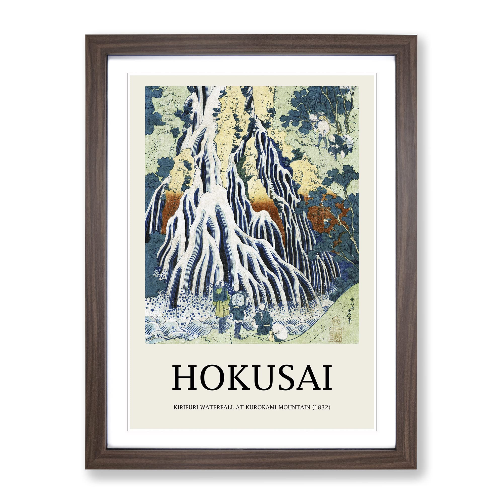 Shimotsuke Kurokami Yama Kurifuri No Taki By Katsushika Hokusai Exhibition Museum Asian Japanese Framed Wall Art Print, Ready to Hang Picture for Living Room Home Office Décor, Walnut A4 (34 x 25 cm)