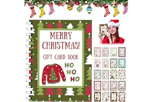 Merry Christmas Gift Card Book, Christmas Gift Card Book, 7 x 5 Inch Holiday-Themed Gifts Cards Books Holder, Greeting Cards 