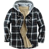 Derbars Men's Cotton Plaid Shirt Jacket Fleece Flannel Sherpa Button Down
