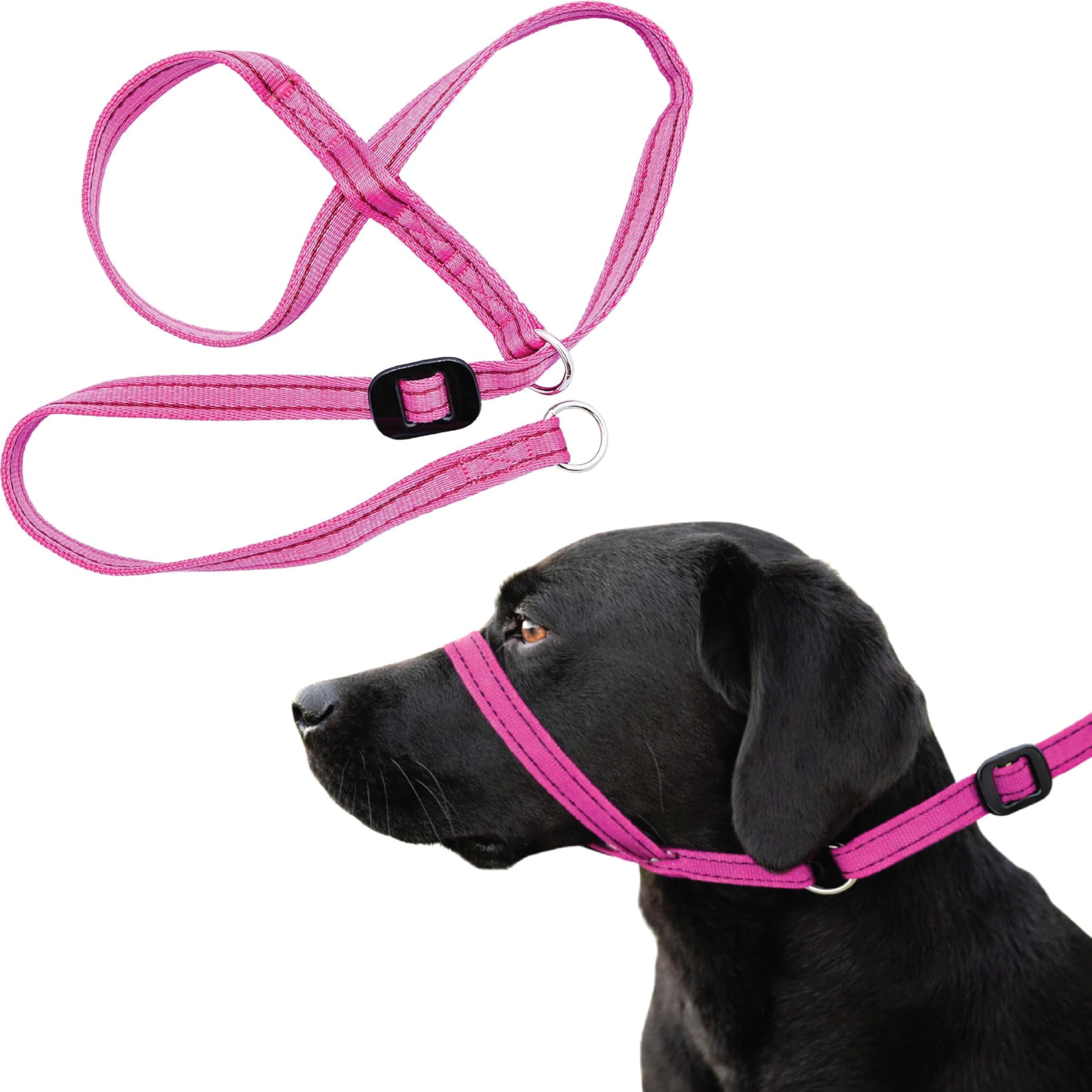 Gencon - Large Anti Pull Dog Headcollar - Trainer Approved - Soft & Gentle Control - Practical Dog Training & Behaviour Aid - Left Hand - UK Made - Doesn't Include Lead - Pink/Burgundy