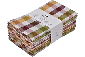 Gratico Dinner Napkins Buffalo Checks Cloth Napkins Set of 12 Harvest Color Checks 100% Cotton Dinner Napkins Size 20x20 Inches Cloth Napkins Hotel Quality Dinner Napkins