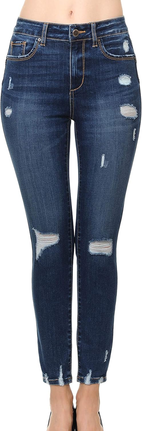 Wax Jean Women S Butt I Love You Push Up High Rise Skinny Jeans With Destructed Hem Detail In Fine Cotton Denim At Amazon Women S Jeans Store