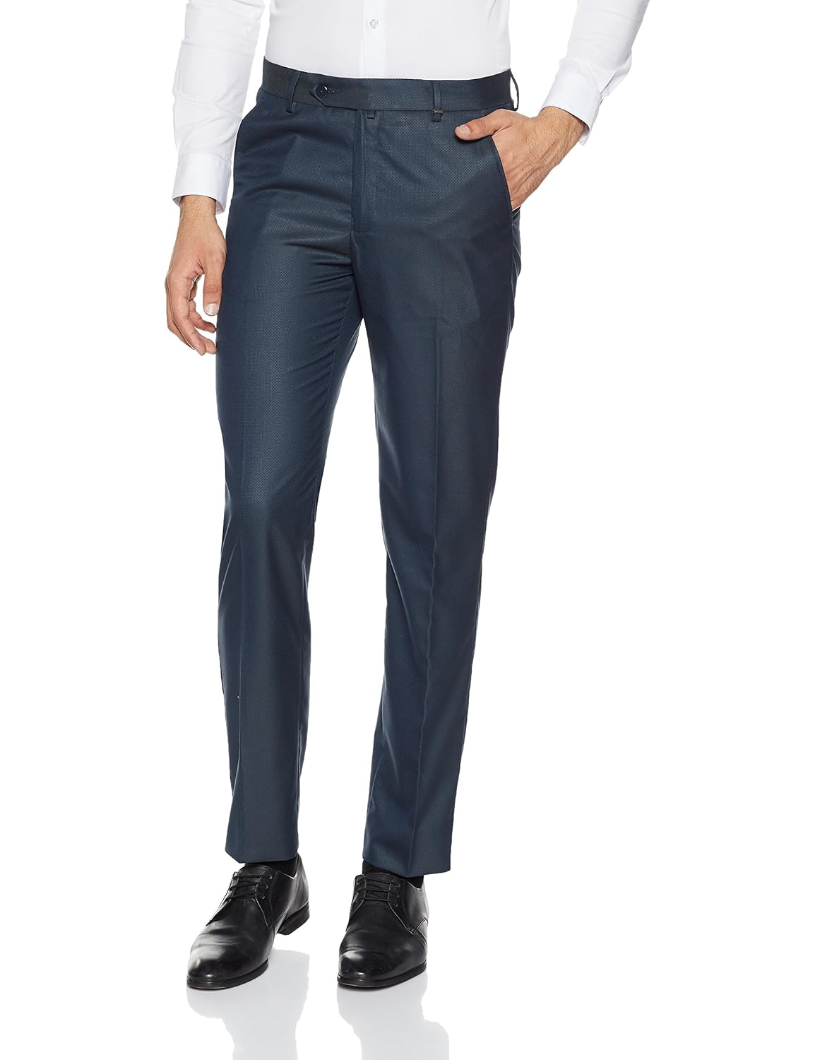 peter england men's slim fit formal trousers