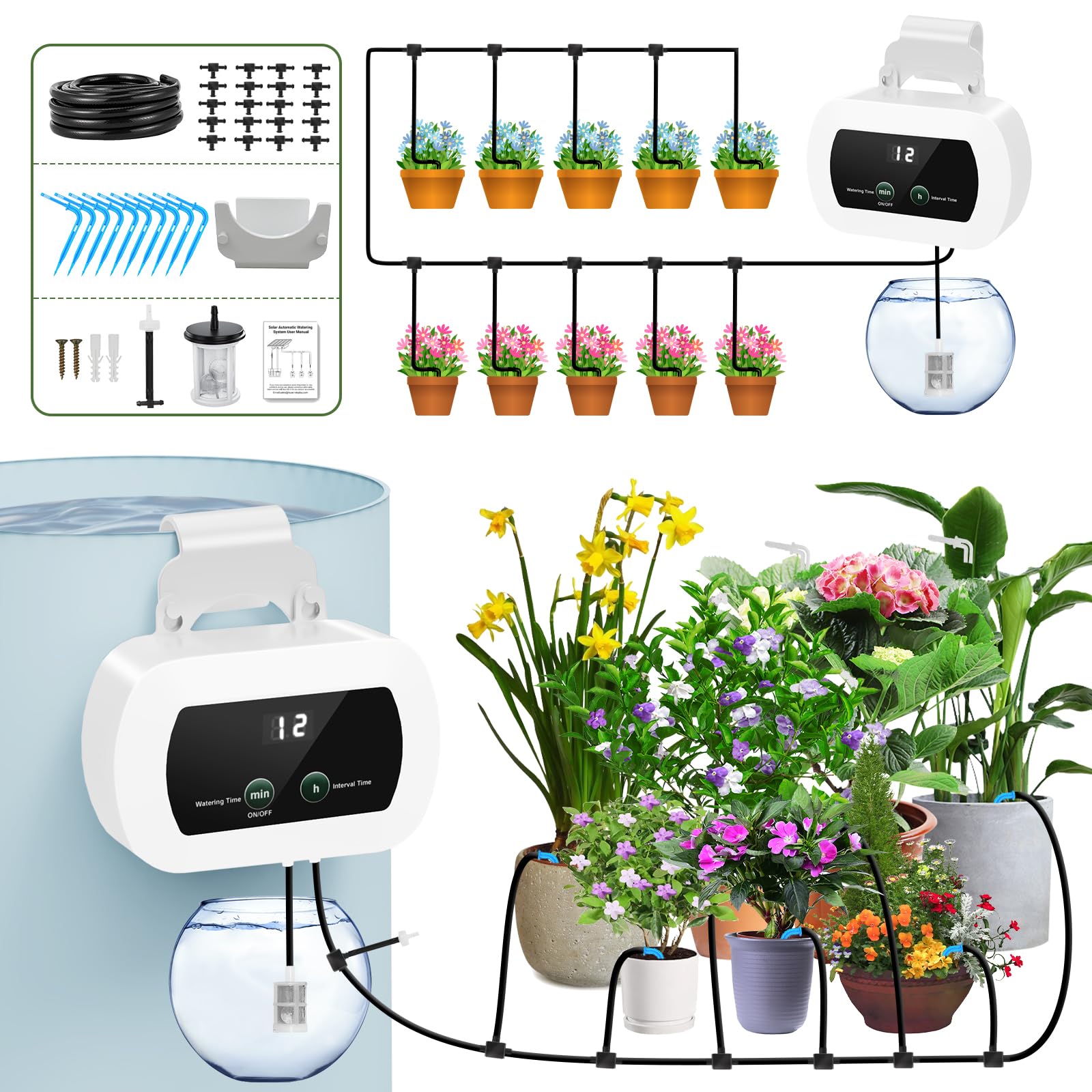 Mua YAHAMOO Bewsserungssystem Automatische Bewsserung Zimmerpflanzen, 300  Automatische Bewsserung Modi Trpfchenbewsserung System fr Indoor,  Garten, Balkon Pflanzen, fr bis zu 10 Topfpflanzen trn Amazon c chnh  hng 2026 | Fado