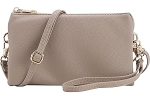 B BRENTANO Vegan Leather Multi-Pocket Crossbody Purse/Clutch with Card Slots, Removable Wristlet & Adjustable Shoulder Strap