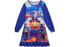 LQSZ Girls Nightgown Casual Dress Sleepwear 3-10 Years Pajamas Long Sleeve Nightgowns for Little Girls
