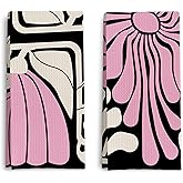 Qpenm Abstract Boho Pink and Beige Floral Kitchen Towels Set of 2, Retro 70s Groovy Floral Hand Towels for Bathroom Decor, Modern Minimalist Botanical Dish Tea Towels for Kitchen Decor, 16x24 Inch
