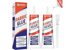 KING MOUNTAIN Fabric Glue Permanent,Clear Clothing Glue for All Fabrics,Leather,Cotton,Linen,Denim, Polyester,Doll Repair，Washable and Waterpoof.(2×50ML)