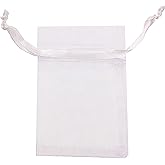 ATCG 50pcs 8x12 Inches Large Drawstring Organza Bags Decoration Festival Wedding Party Favor Makeup Pouches (White)