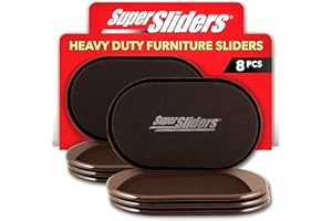 Super Sliders 9 1/2" x 5 3/4" Reusable XL Heavy Furniture Sliders for Carpet, Brown (8 Pack)