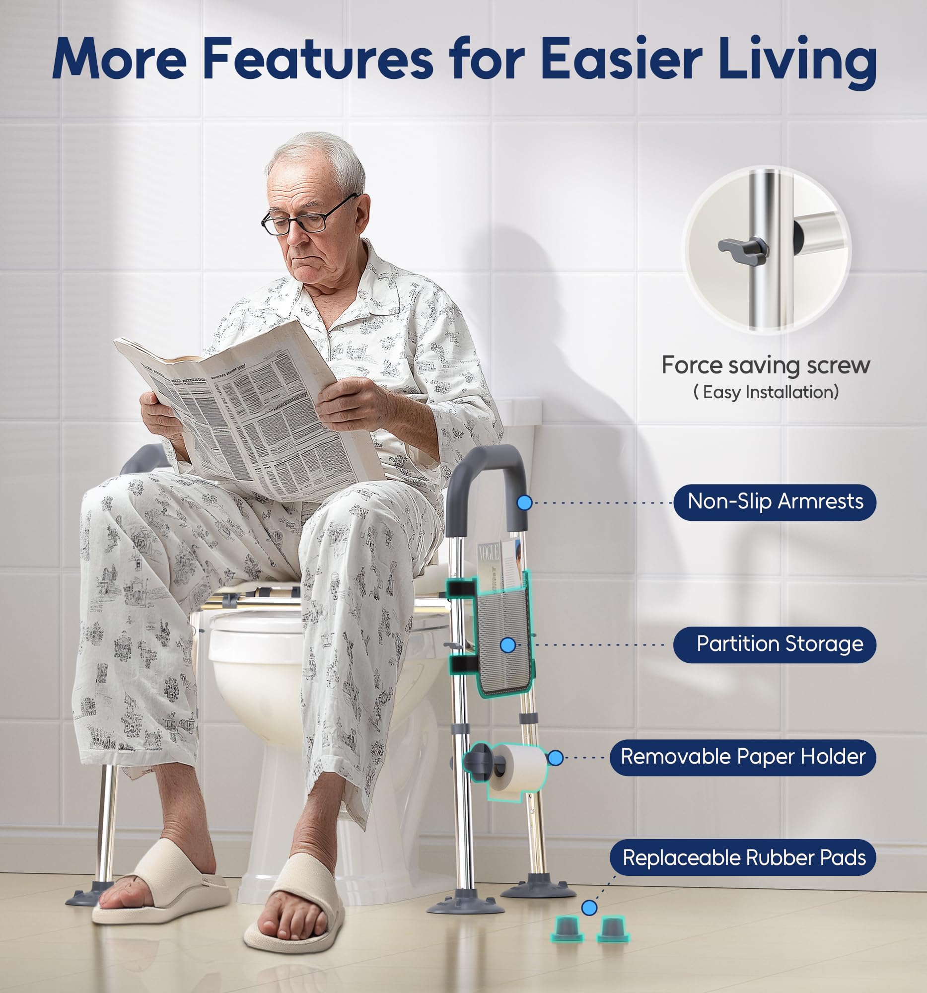 Raised Toilet Seat with Handles, Width & Height Adjustable Toilet Seat Risers for Seniors, Heavy Duty 400lbs Elevated Toilet Seat for Elderly, Pregnant, Handicap, Fit Any Toilet