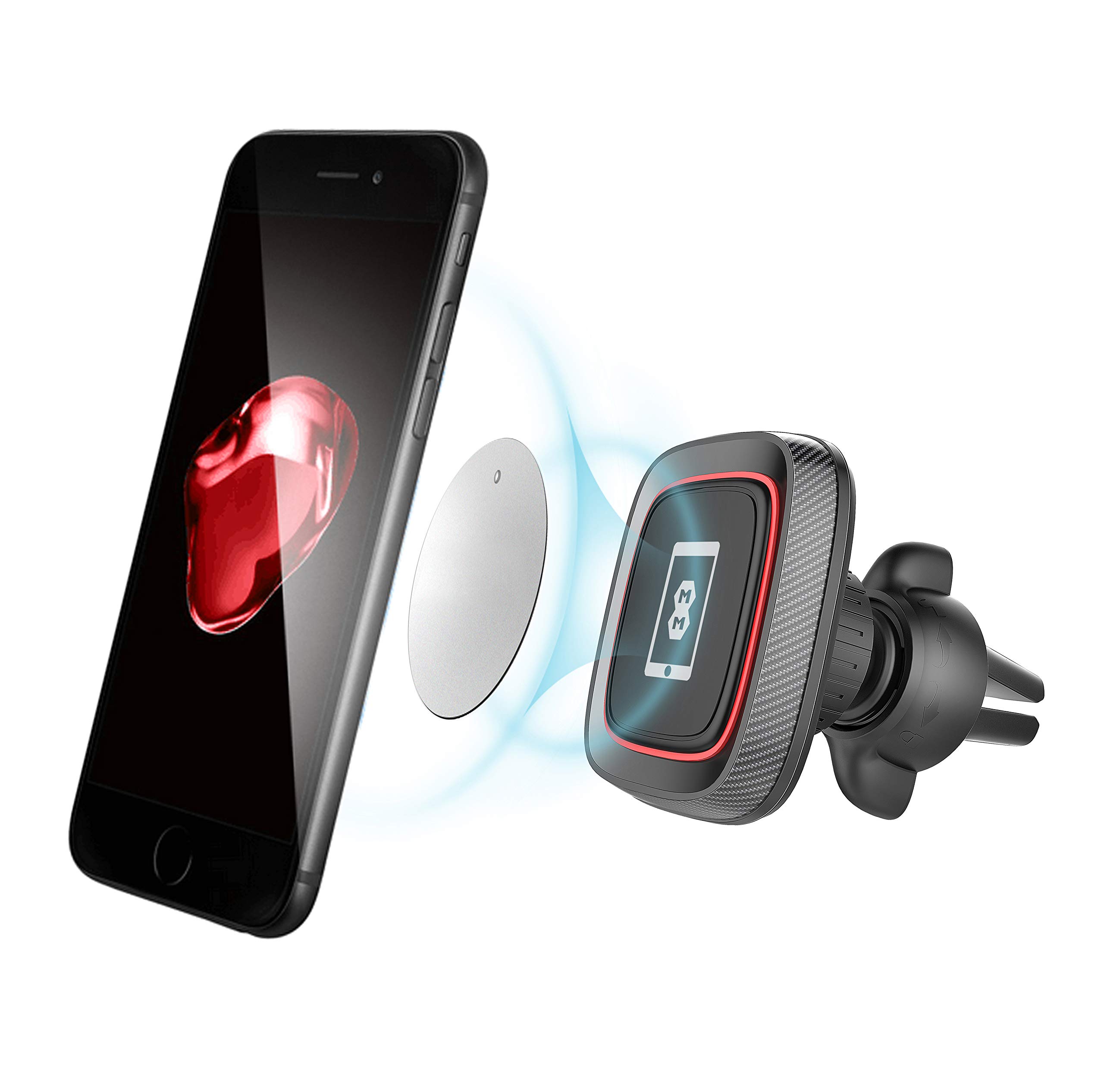 Mega Mounts - Carbon Locking Universal Magnetic Phone Vent Mount Holder 360 Degree Compatible with iPhone 14 13 12 11 Pro Max XR XS Max X 8 7 6 SE, Galaxy S22 S21 S20, Huawei, Oneplus
