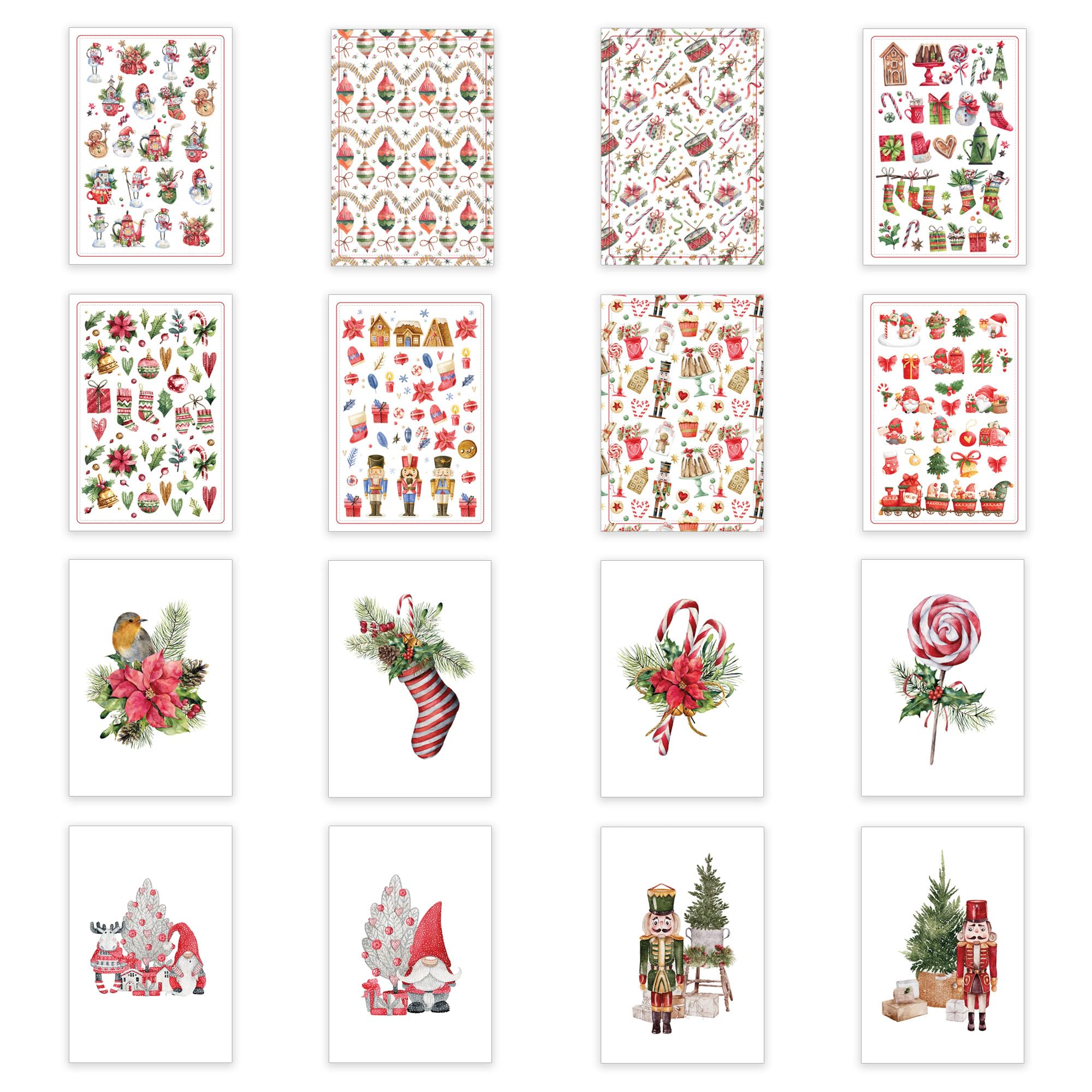 LINA OFFICINE GRAFICHE CREATIVE Christmas Greeting Cards Set of 16 Christmas Cards with Envelope Card Holder 97-999