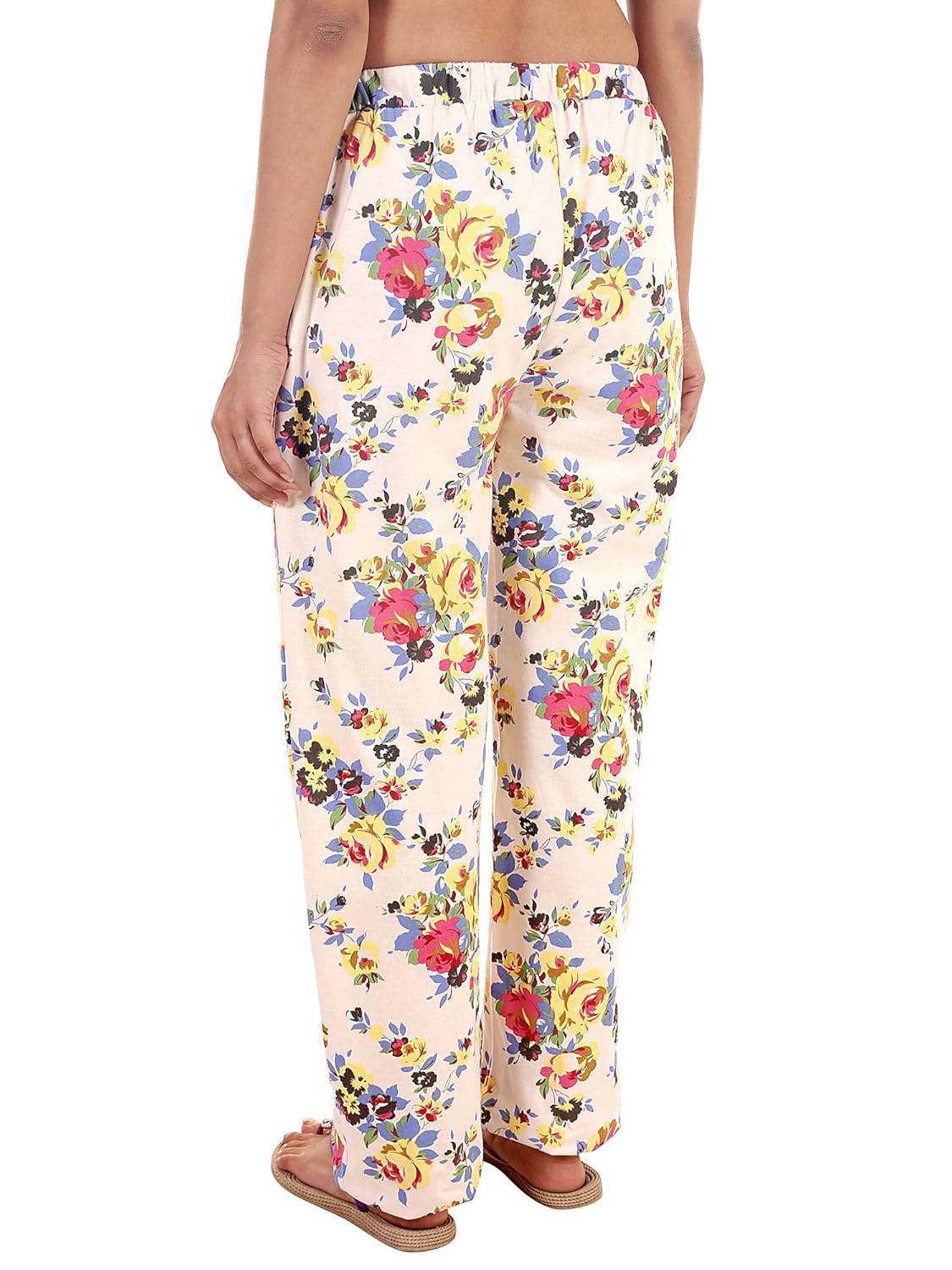 9teenagain women's hosiery night pyjama (off-white floral printed)