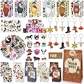 AerWo 168 PCS Horse Party Favors - Cowboy Party Supplies with Stickers, Temporary Tattoos, Clap Bracelets, DIY Horse Stickers, Stuffers-Gift Bags, Key Chains - Cowboy Birthday Party Decorations