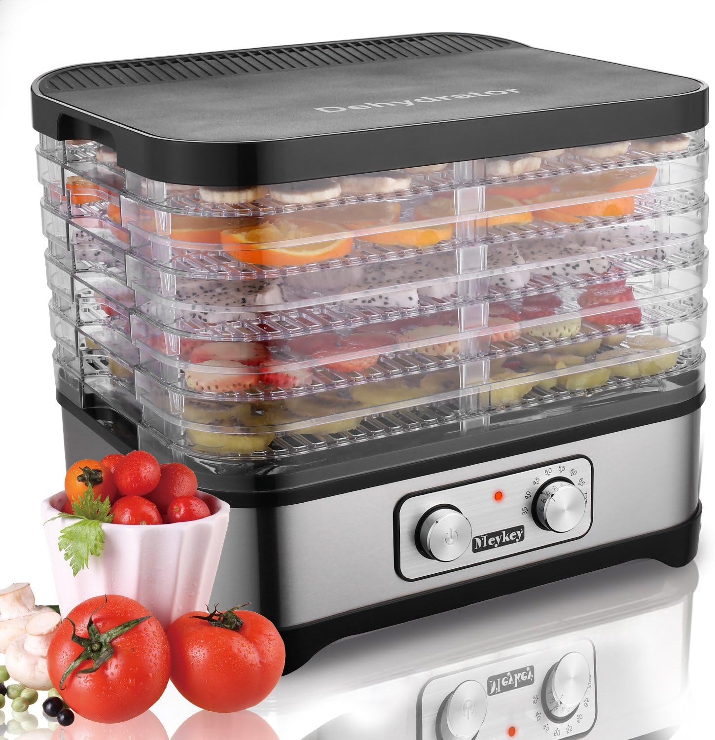 Meykey Food Dehydrator with Temperature Controller 95158°F, FruitMeat