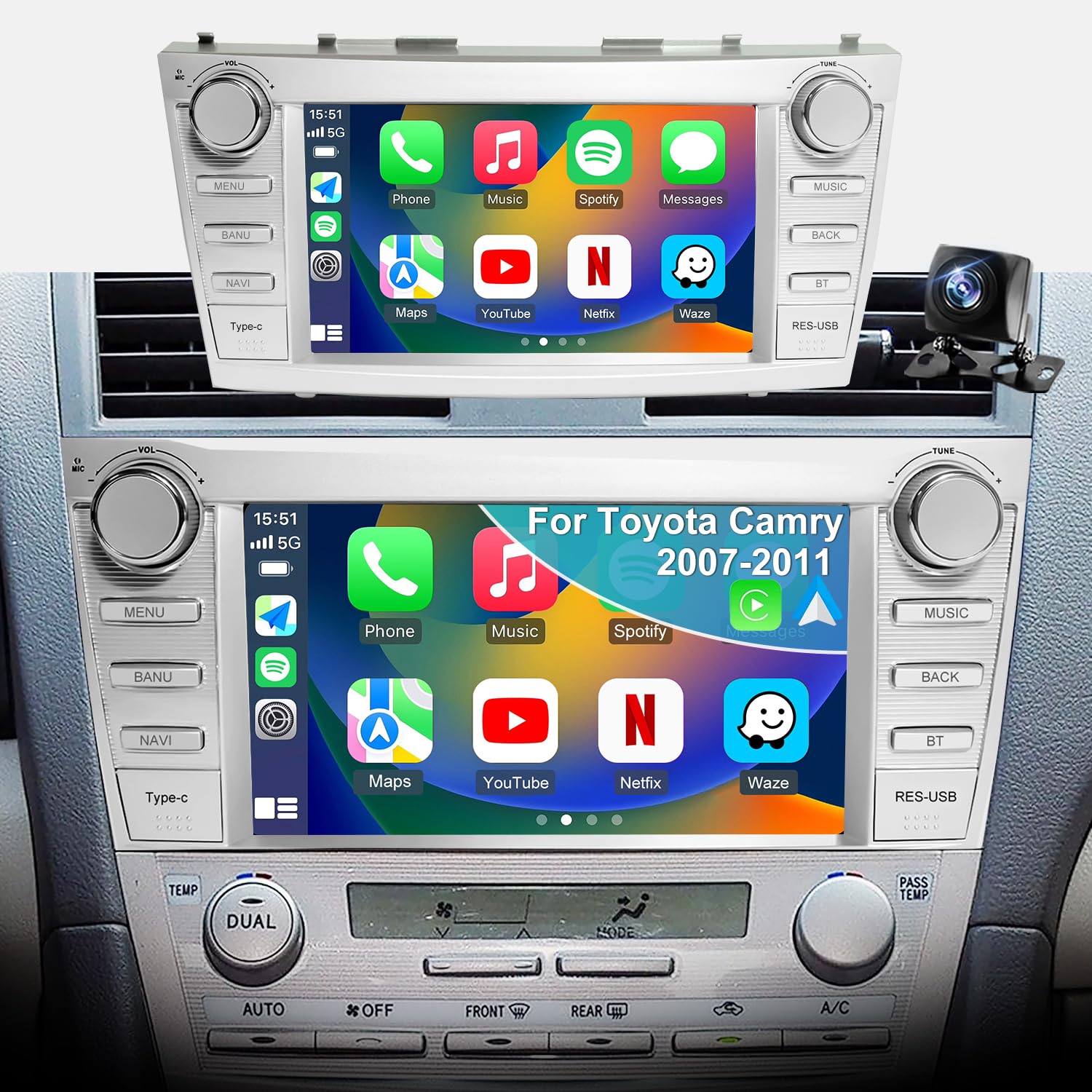 Photo 1 of Car Radio for Toyota Camry 2007 2008 2009 2010 2011, Upgrade Touch Screen Android 13 Car Stereo, Wireless Carplay Android Auto, FM GPS 5GWifi SWC Backup Camera, Compatible JBL System Head Unit