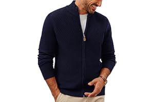 PJ PAUL JONES Mens Cardigan Sweater Full Zip Up Stand Collar Cardigans Fall Casual Knit Sweaters