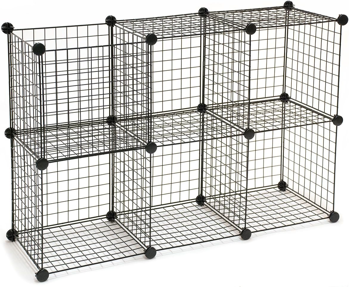 KC Store Fixtures 04134 Mini Grid Storage Unit, Black, 6 Cubes, Pounds