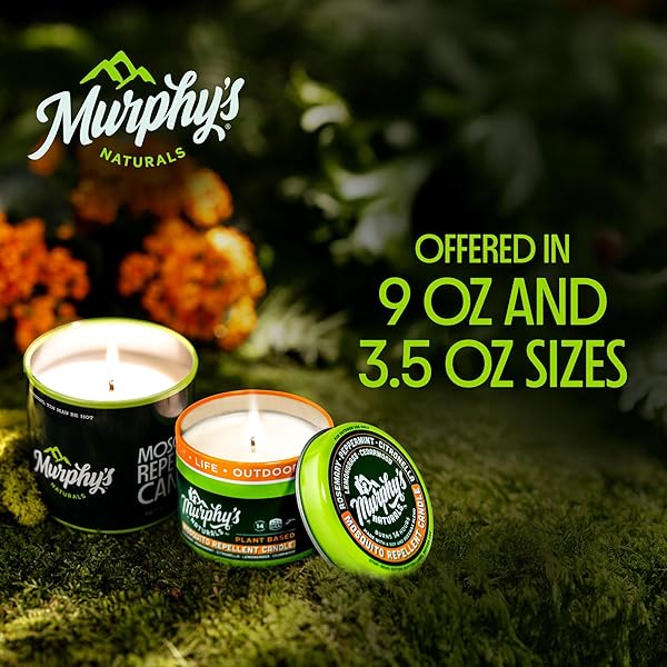 MURPHY’S NATURALS MOSQUITO BUG REPELLENT CANDLE FOR OUTDOOR PATIO, CITRONELLA & ESSENTIAL OILS, SOY/BEESWAX BLEND, 30-HOUR BURN TIME, 9 OZ, 1-PACK