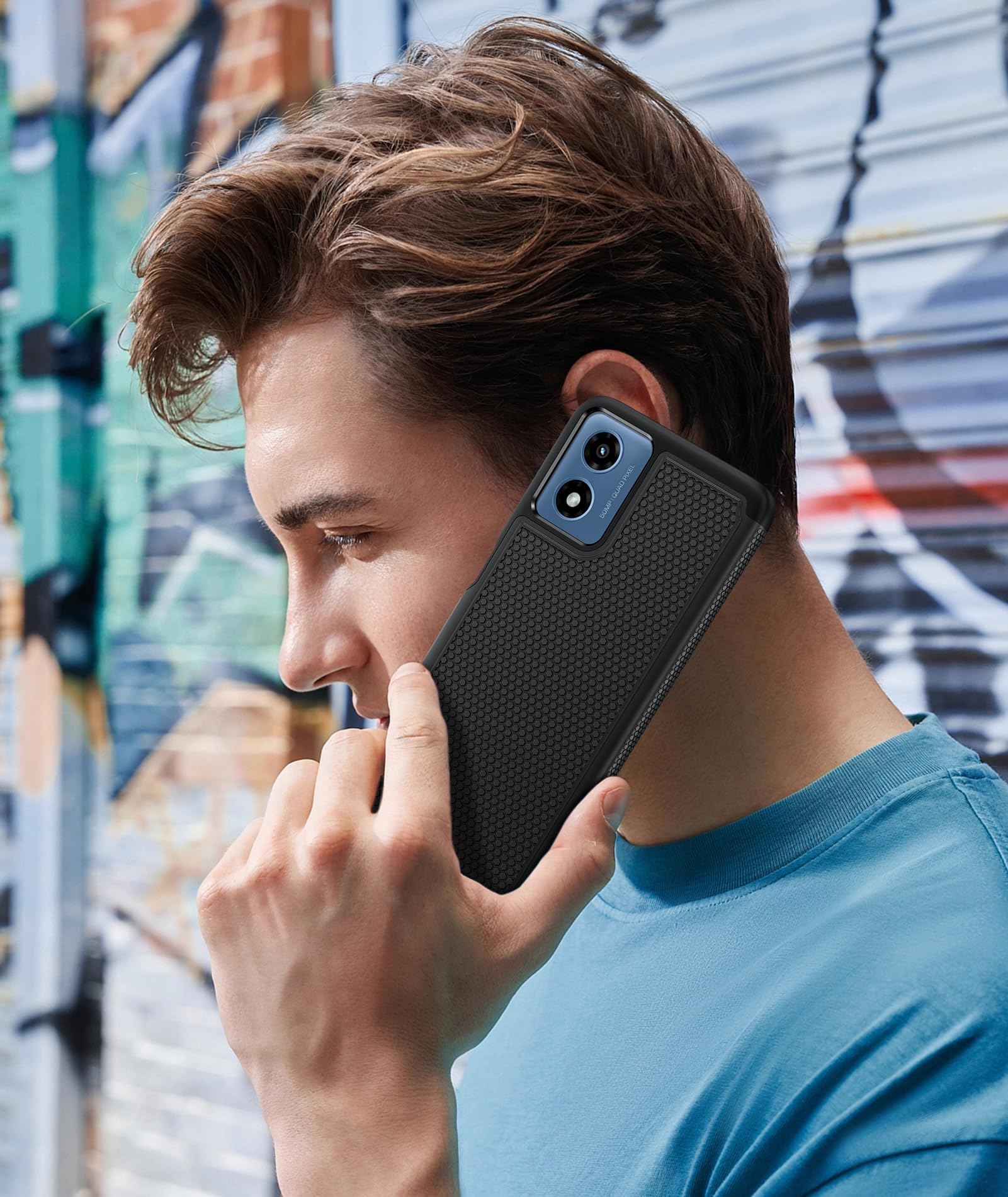 FNTCASE for Motorola Moto G-Play-2024 Case Dual Layer Protective | Heavy Duty Cell Phone Cover | Shockproof Rugged | Non Slip Textured Back | Military Protection Bumper | Black
