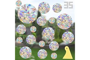 Window Decals for Birds Strikes, DELLAN 35 Anti-Collision Bird Deflectors, Suncatcher Stickers Rainbow Window Clings for Glas