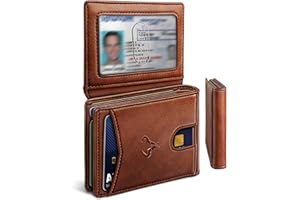 BULLIANT Men Wallet, Slim Leather Wallet Front Pocket Card Holder Gift For Men 11 Slots RFID Blocking