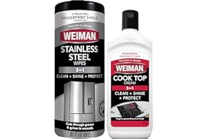 Weiman Heavy Duty Cooktop Polish & Stainless Steel Wipes - Powerful Appliance Kitchen Cleaning Kit - Packaging May Vary