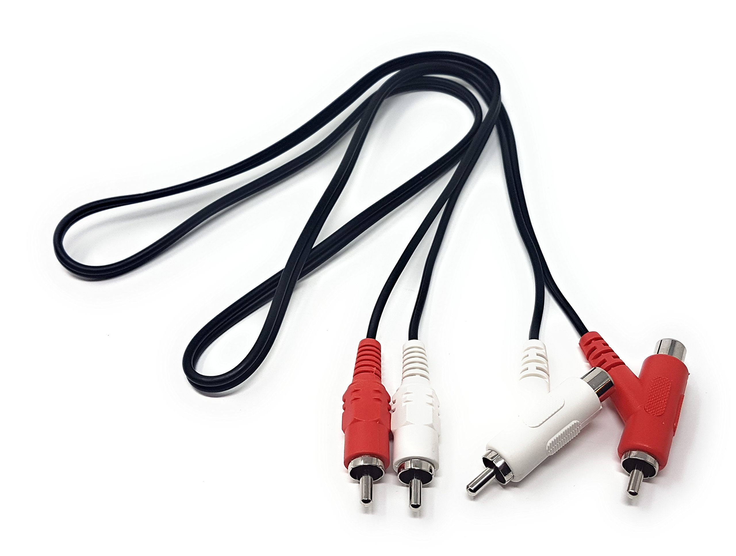 MainCore 1m 2-Way Stackable RCA Audio Cable – Twin 2 x RCA to RCA Phono Male-to-Male Lead for Hi-Fi, Amplifiers, Speakers, DJ Equipment & Home Audio (Available in 0.5m, 1m, 2m, 3m)