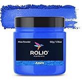 Rolio Premium Mica Powder - Azure (50G / 1.76oz) - 1 Jar of Blue Pigment Powder for Epoxy Resin, Dye, Soap Making, Nail Polish, Paint, Candle Making, Bath Bombs, Slime