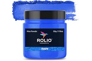 Rolio Premium Mica Powder - Azure (50G / 1.76oz) - 1 Jar of Blue Pigment Powder for Epoxy Resin, Dye, Soap Making, Nail Polish, Paint, Candle Making, Bath Bombs, Slime