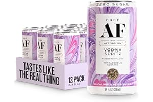 FREE AF Non-Alcoholic Drinks Vodka Spritz | Alcohol Alternative Sparkling Cocktails with AFTERGLOW Botanical Warmth | Gluten-Free, Low-Calorie | 8.4 oz Cans (12-Pack)